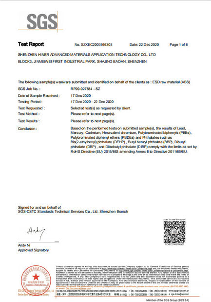 CHINA Shenzhen Hiner Technology Co.,LTD Certificaciones